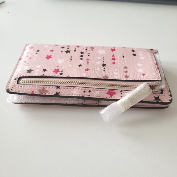 KATE SPADE Star Staci Large Slim Bifold Shimmery Pink Wallet - Picture 14 of 16